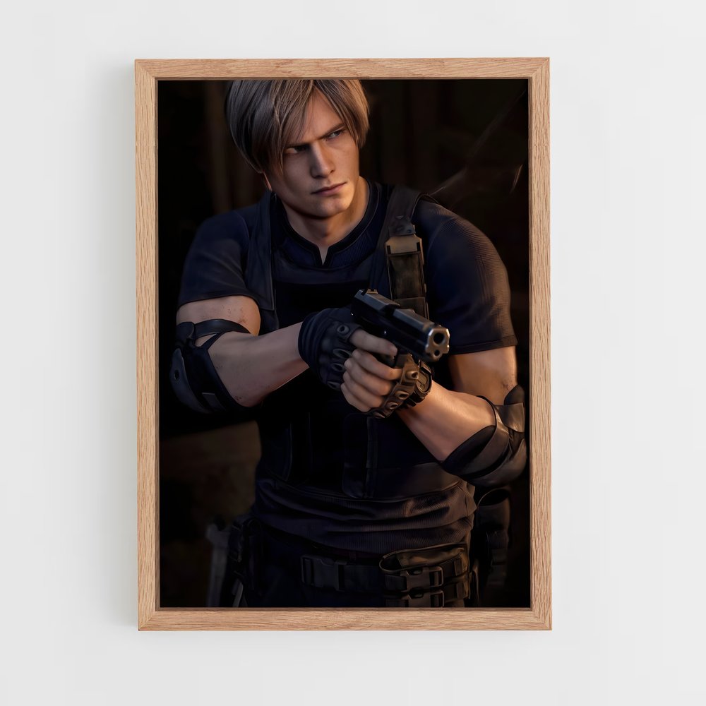 Poster Leon au Coeur de la Survivance – affiche Resident Evil (vue 4)